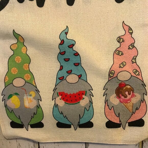 NEW Hello Summer Garden Flag with gnomes and summer treats; lemon, watermelon - Picture 3 of 6